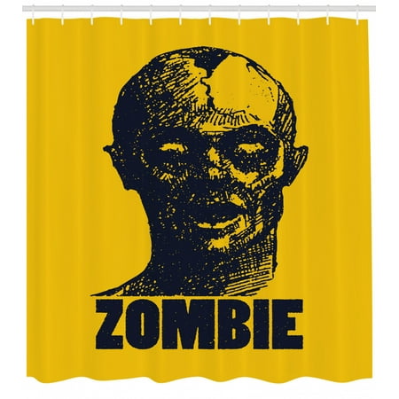 Zombie Shower Curtain Hand Drawn Stylized Dead Man Portrait In
