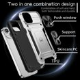 thumbnail image 5 of TECH CIRCLE Case for iPhone 14 Back Cover with Magnetic Kickstand + Metal Ring Holder + Camera Cover, Shockproof Hybrid PC+TPU Covers [360° Rotating Bracket] [Corner Protection] - Silver, 5 of 8