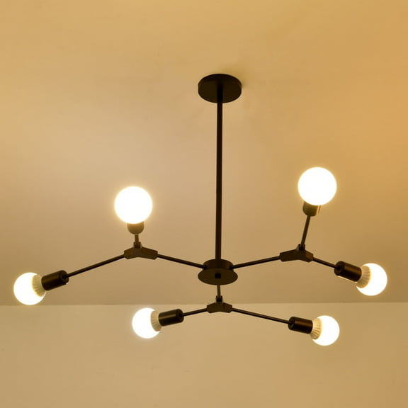 YANSUN 34.2 Iin Modern Sputnik Chandelier Ceiling Light Fixture, 6-Light Semi Flush Mount Ceiling Lamp for Living Room Kitchen Island Hallway