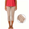 thumbnail image 6 of Oiangi Capri Leggings with Pockets for Women High Waist Stretchy Yoga Capris Slim Fit Zipper Hem Workout Crop Pants Beige S, 6 of 8