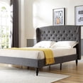 thumbnail image 4 of DeCoro Brighton Upholstered Platform Bed | Headboard and Wood Frame with Wood Slat Support | Grey, Full, 4 of 10