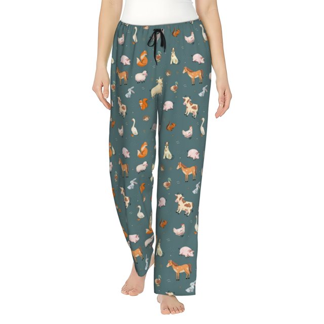 Balery Farm Animal Pantalones de pijama para mujer, pijamas ultraligeros, pantalones de estar por casa-XX-Large