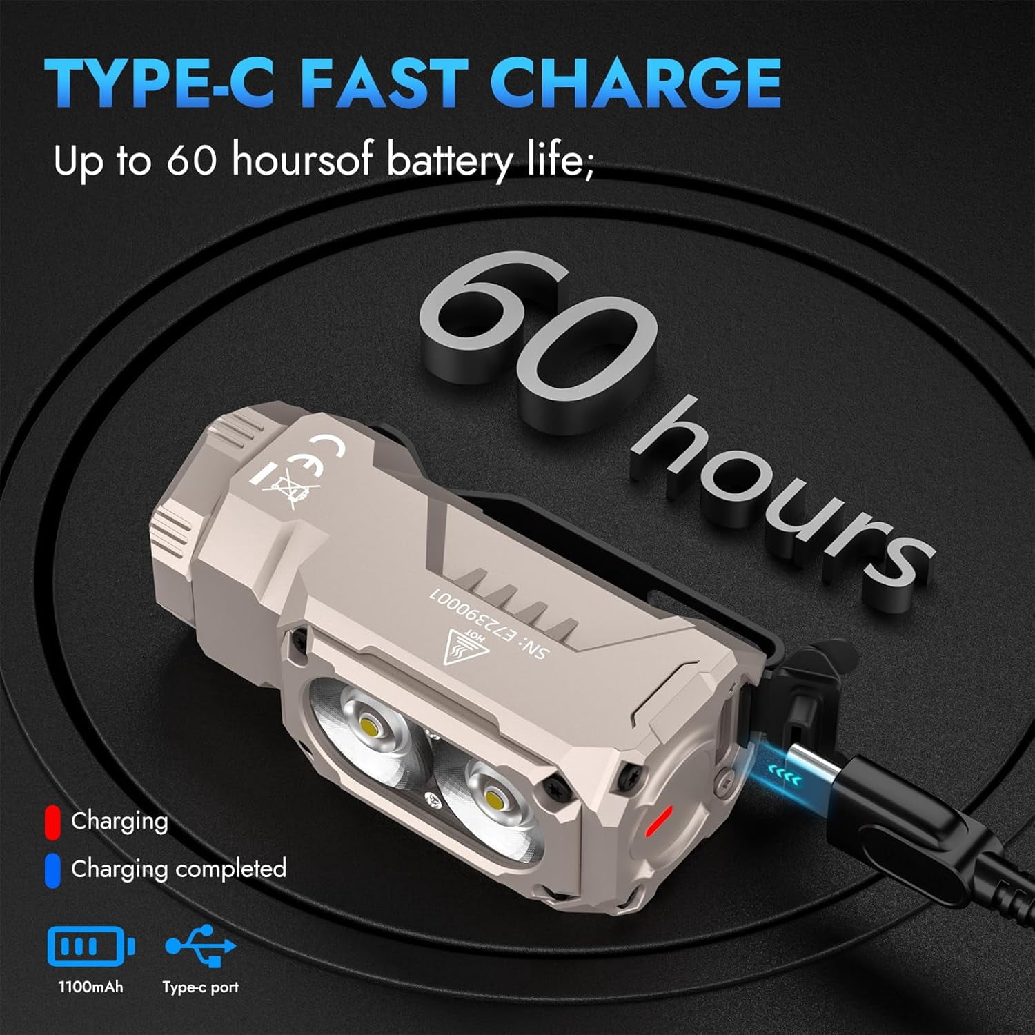 WUBEN E7 Mini LED EDC Flashlight 1800 Lumens Rechargeable IP68 Waterproof Magnetic Type-C