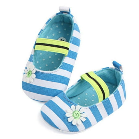 

Infant Baby Girls Flower Sole Shoes Anti-slip Stripe Sneakers First Walkers Casual Shoes