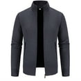 thumbnail image 3 of TFEOQRY Men's Jacket Coat Solid Color Casual Zipper Outwear Long Sleeved Stand Up Collar Overcoat Dark Gray, 3 of 6