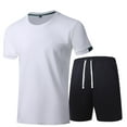 thumbnail image 2 of PNTUTB Men's Casual Solid Color Crew Neck Short Sleeve Loose T Shirt and Elastic Waist Drawstring Shorts Set, 2 of 6
