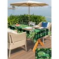 thumbnail image 4 of Outdoor Tablecloth with Umbrella Hole and Zipper, St. Patrick's Day Rectangle Table Cloth 54x80 Inch Waterproof Tablecloth, Green Shamrocks Truck Black Buffalo Plaid Picnic Table Cover for Patio, 4 of 7
