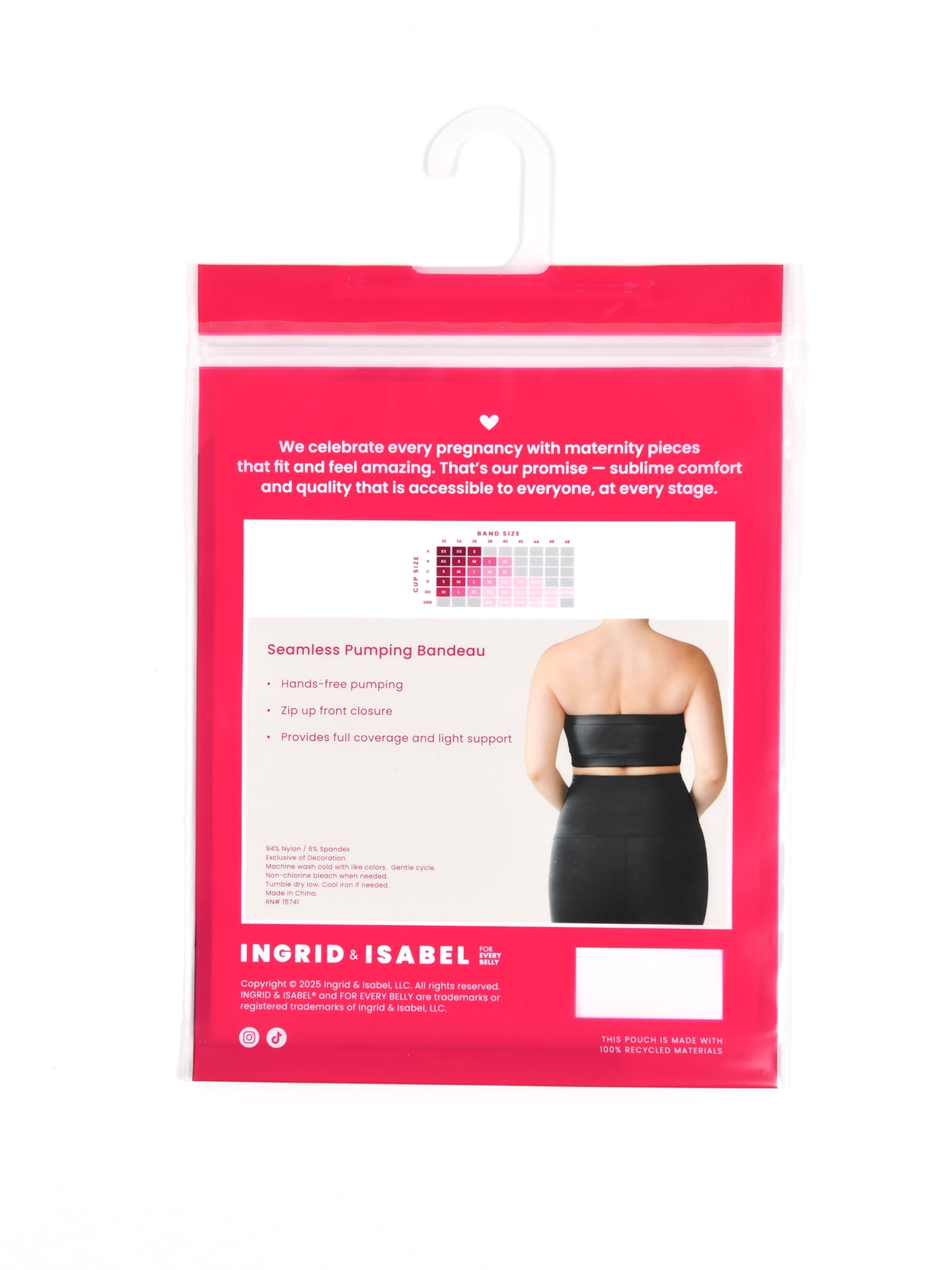Ingrid & Isabel For Every Belly Women's Maternity Seamless Pumping Bandeau, Sizes S-XXXL