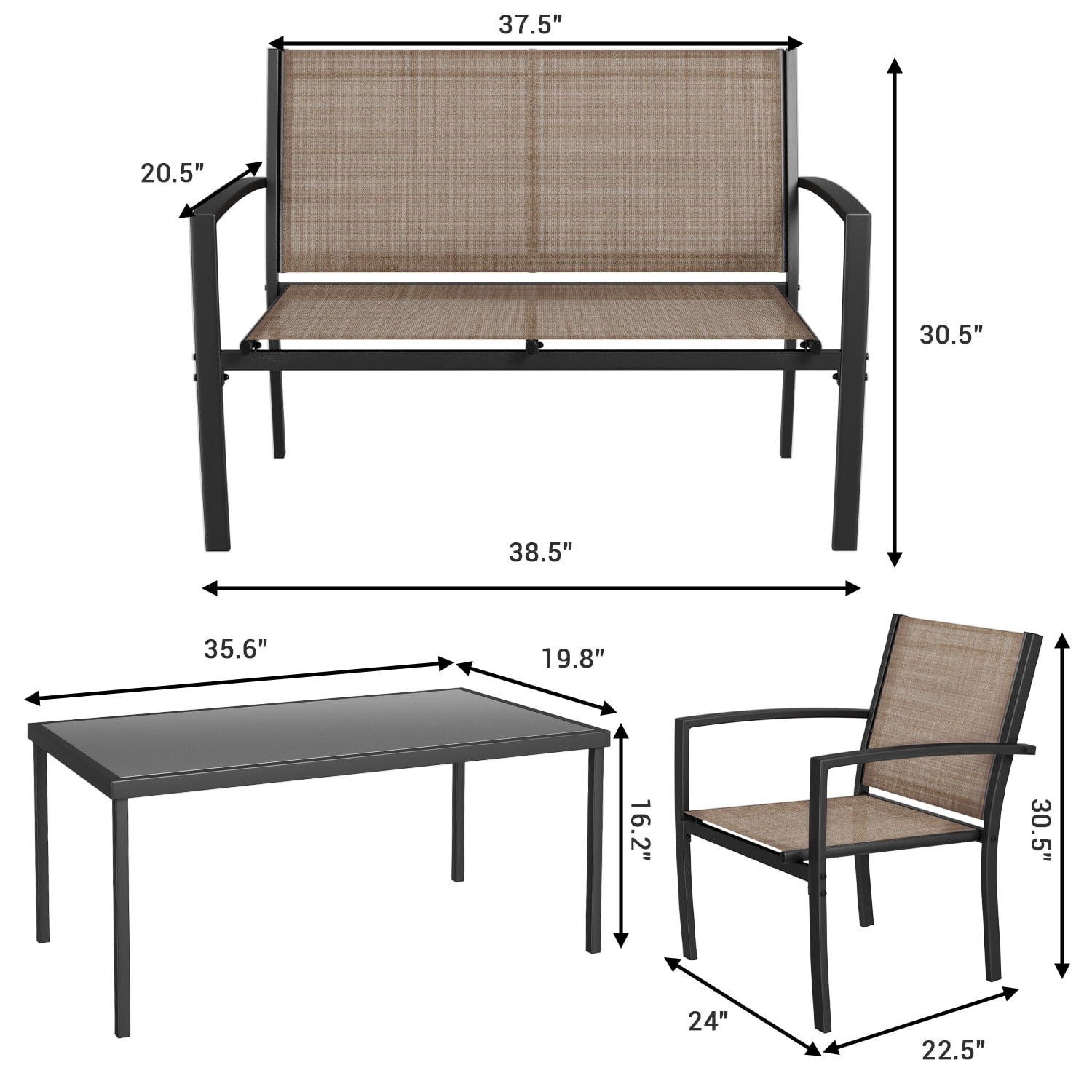 LACOO 4 Pieces Patio Indoor Furniture Outdoor Patio Furniture Set