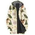 thumbnail image 5 of Jacket Women Longline Jackets Christmas Print Winter Cozy Lined Full Zip Outerwear for Cold Weather Winter Coats for Women Yellow XL, 5 of 5