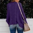 thumbnail image 4 of Ediodpoh Women Casual Solid Crochet Sweater Cardigan Loose Long Sleeve Pocket Long Coat Cardigan Sweaters for Women Purple M, 4 of 7