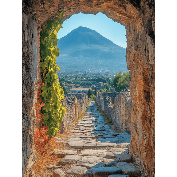 Ancient Roman Road View Canvas Print/Wall Art，Suitable for Living Room，Bedroom，Office，Hotel，Restaurant Decoration.