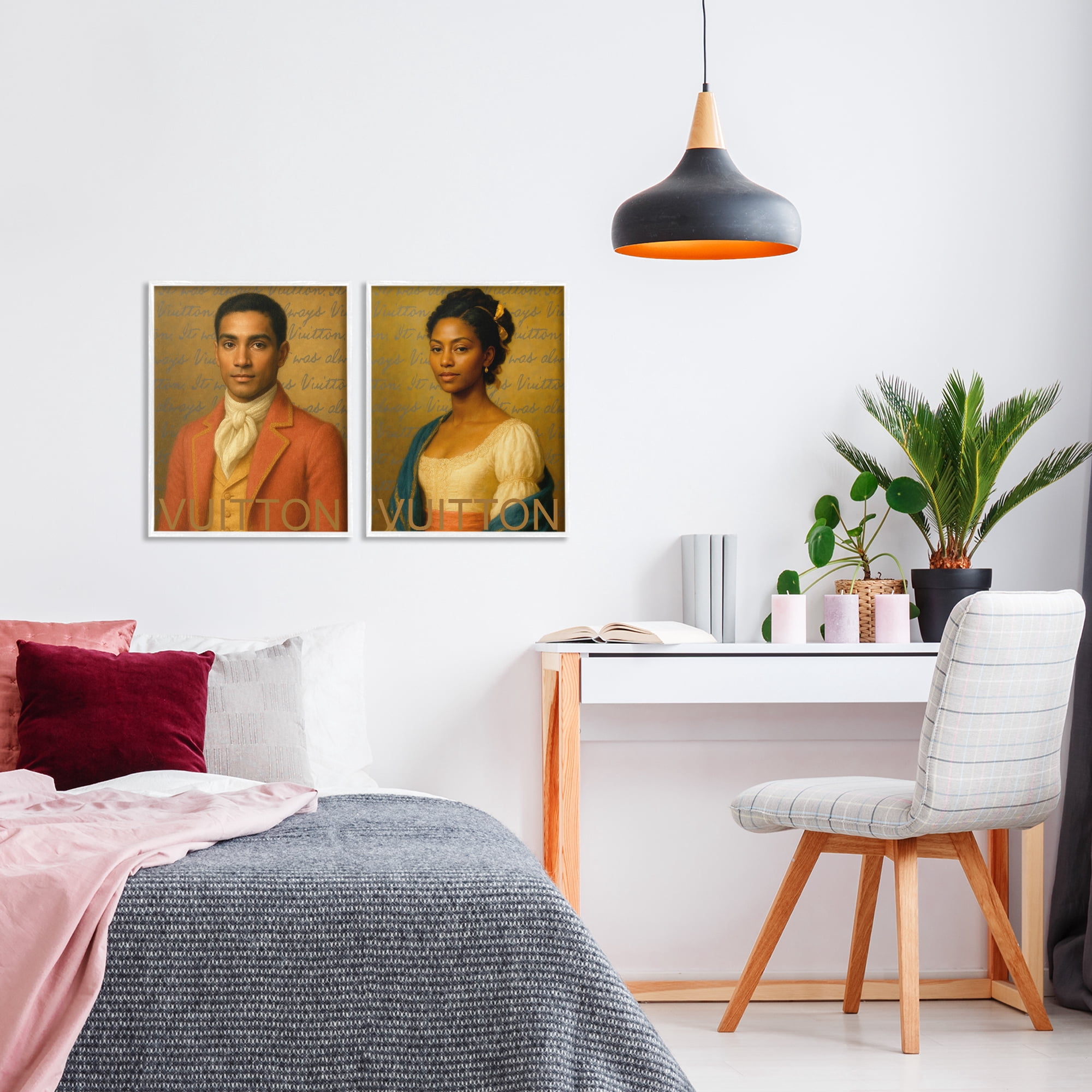 Stupell Industries Vintage Fashion Pair 2 Piece White Framed Giclee Art Set, design by Grotto Studios