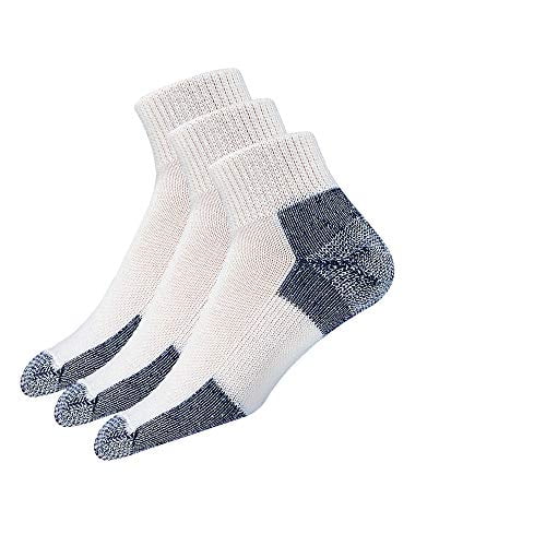Thorlos Unisex JMX Running Thick Padded Ankle Sock, White 3 Pack, Large