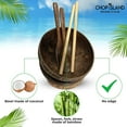 thumbnail image 2 of Chop Island 10pcs Set Coconut Bowls w/ Acacia Spoon-Forks-Bamboo Straws-Rope Stands Acai Bowls Organic Eco-Friendly Coconut Bowl Set Natural Coconut Bowls With Spoons Coconut Bowls for Smoothies, 2 of 6