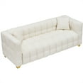 thumbnail image 3 of Aukfa 80" Modern Comfy Sofa, Deep Tufted Couch for Living Room, 2 Pillows, Leathaire, Beige, 3 of 10