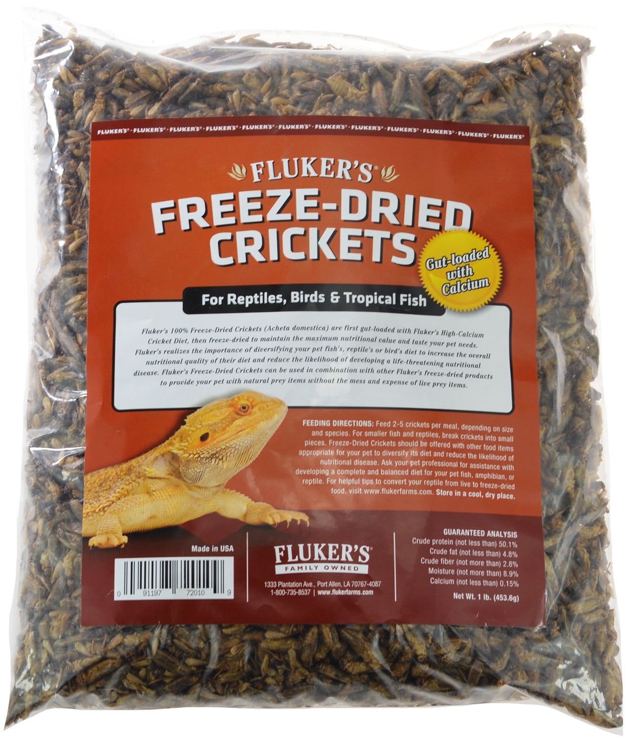 2 lb (2 x 1 lb) Flukers FreezeDried Crickets Gut Loaded with Calcium