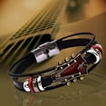 thumbnail image 4 of YYKihy Retro Leather Guitar Bracelet Unique Wristband With Stainless Clasp Rock Jewelry For Music Enthusiasts Accessory For Men And Women, 4 of 9