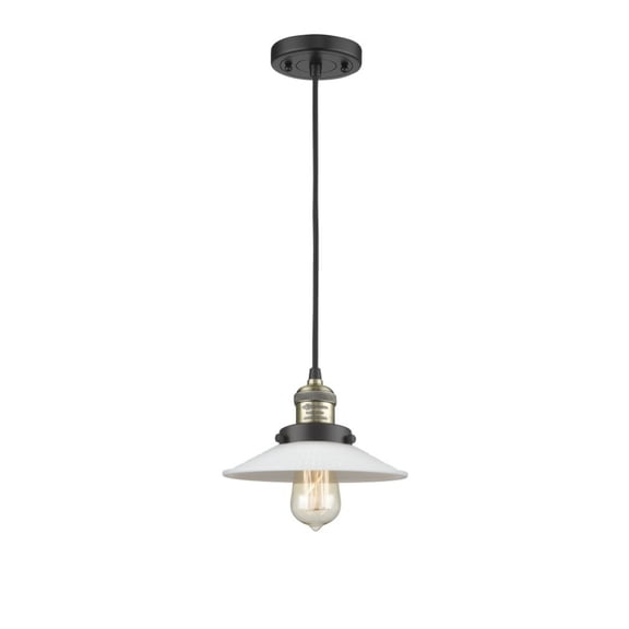 Innovations 201C-BAB-G1-LED Halophane 1 Light Mini Pendant part of the Franklin Restoration Collection, Black Antique Brass