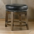 thumbnail image 6 of Bara 20 Inch Swivel Dining Stool- Round Faux Leather- Brown- Set of 2, 6 of 6