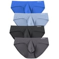 thumbnail image 2 of TANBOM Men's Bulge Enhancing Briefs Mesh Nylon Underwear Black/Dark Gray/Blue/Gray M 4-Pack, 2 of 6