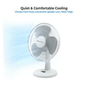 Comfort Zone 12 in. 3-Speed Oscillating Table or Desk Fan, White
