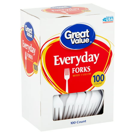 (3 pack) Great Value EveryDay White Forks, 100