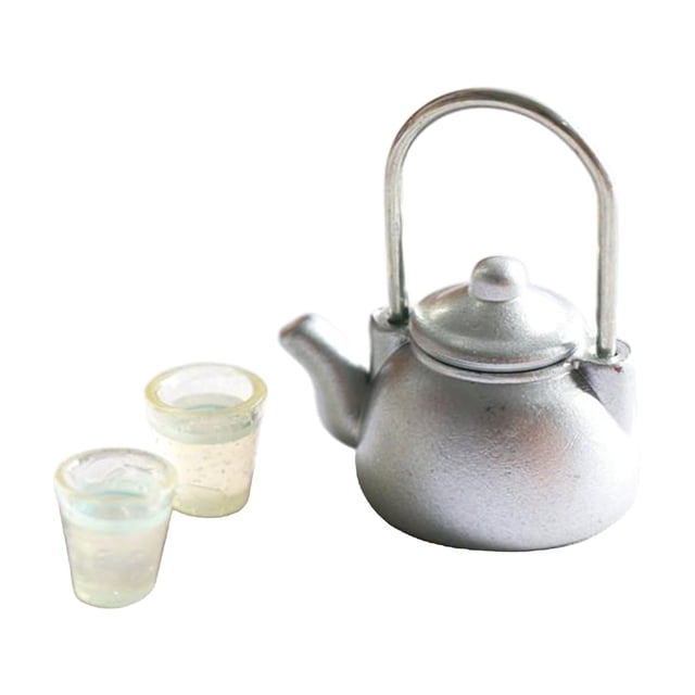 12 tetera con tazas accesorios d decoración de Sunnimix miniatura de la tetera de la casa de muñecas