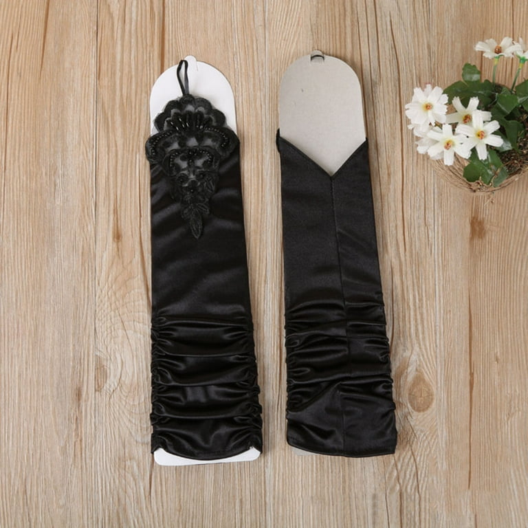 cigarette holder gloves Hemoton 4pcs Women's Vintage Headbands Necklace Cigarette Holder Long Gloves  Set for Party(Black)