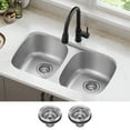 thumbnail image 2 of KRAUS Premier 32” Undermount 50/50 Double Bowl 18-Gauge Stainless Steel Kitchen Sink, 2 of 8