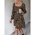 thumbnail image 6 of Women's Leopard Smocked Flounce Sleeve Mini Dress for Summer Parties Lightweight Polyester % Spandex % for events, 6 of 10