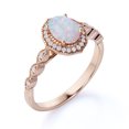 thumbnail image 4 of JeenMata 1 ct Vintage Art Deco Real Oval Fiery Opal and Moissanite Halo Wedding Ring in 18K Rose Gold over Silver, 4 of 7