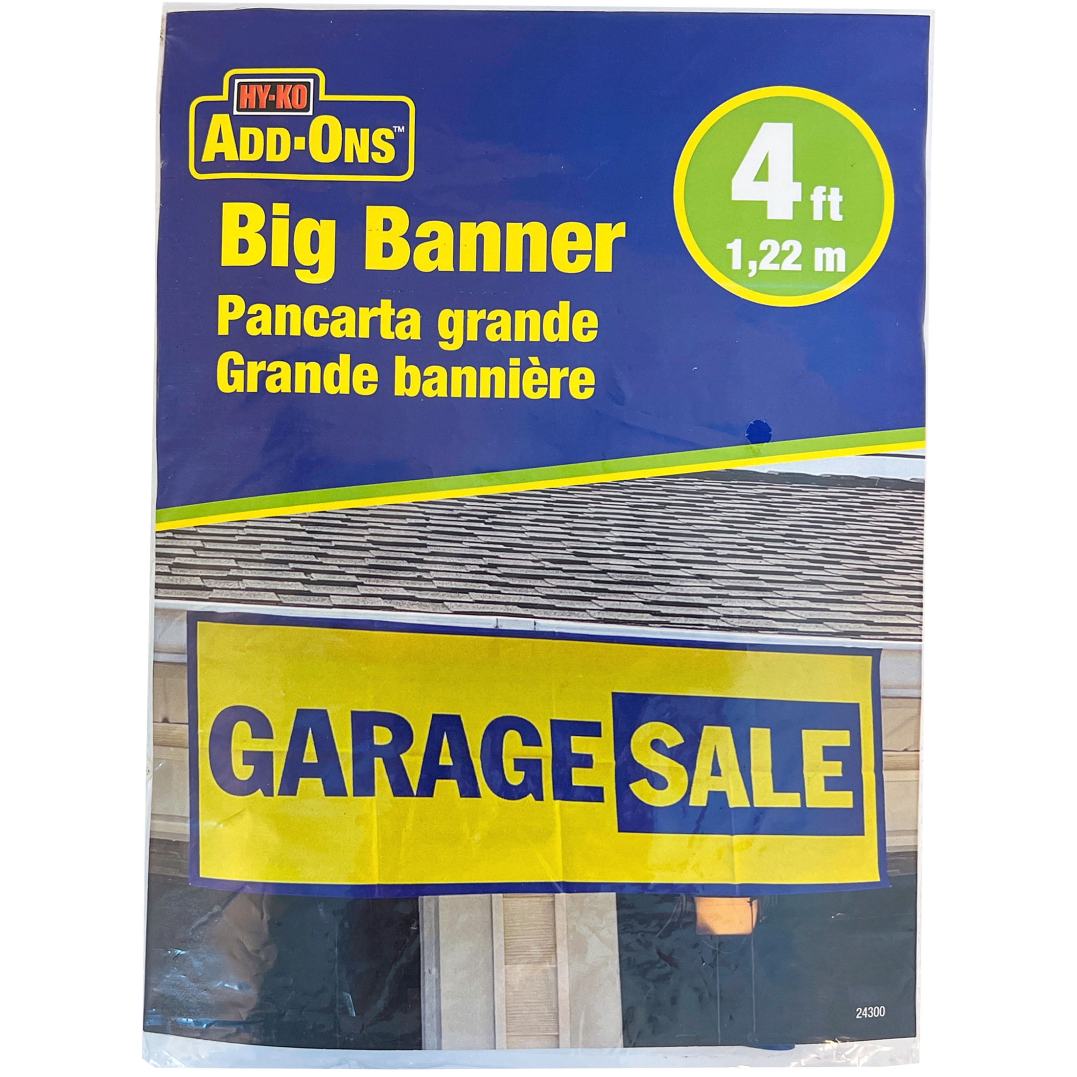 HY-KO Garage Sale Banner, 18" x 48", Plastic, Yellow/Blue, Reusable
