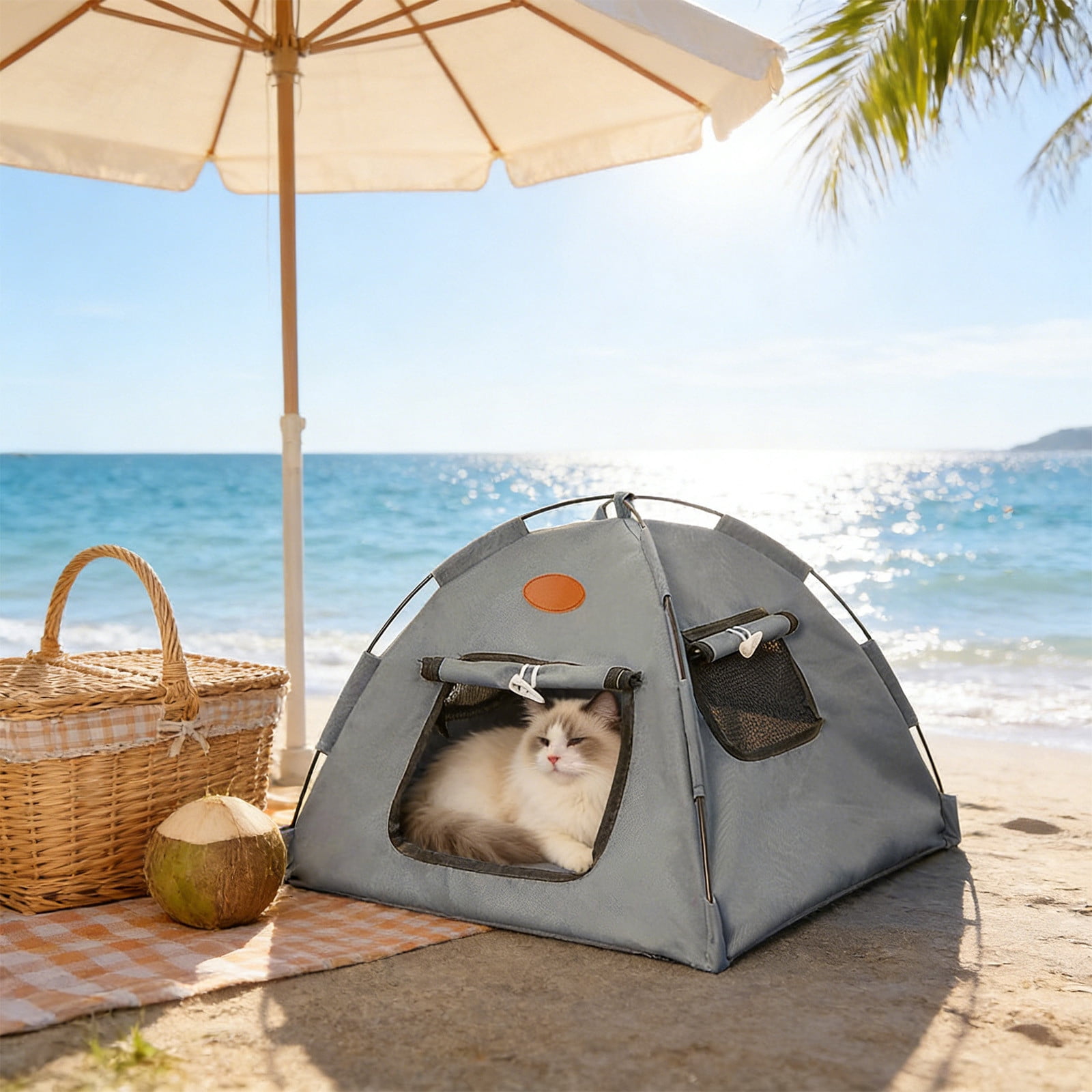 All Season Pet Tent Shelter With Washable Design, Semi Enclosed Bed for Cats Dogs Indoor Outdoor Travel Camping Portable Pet House