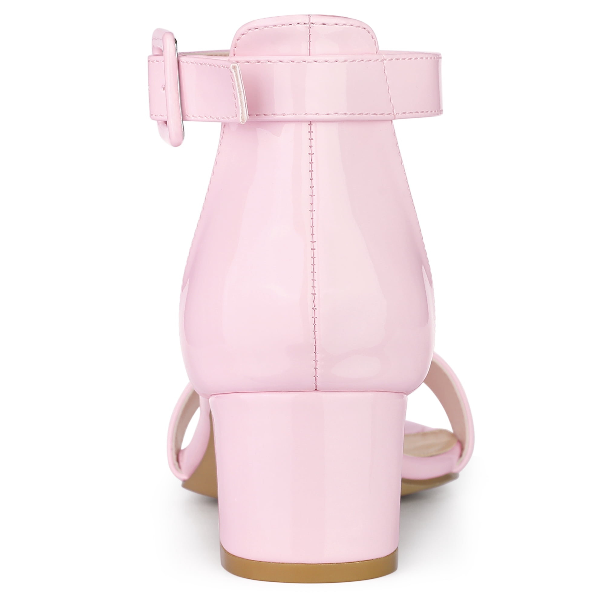 DARING DIVA Women's Ankle Strap Low Block Heel Sandals 8.5 Pink