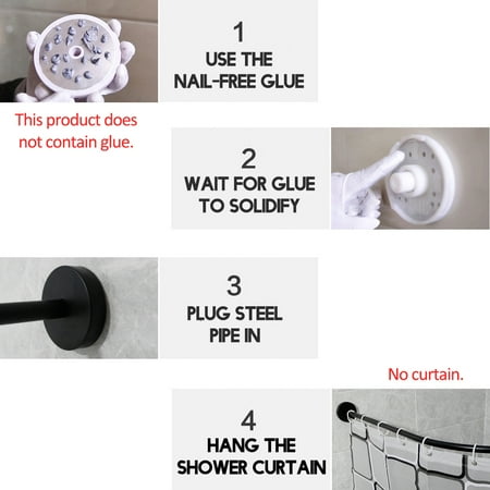 L Shape Adjustable Stainless Steel Shower Curtain Rod Pole 90