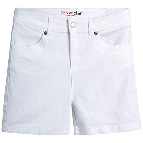 Short Fille Dreamstar - Short Basique en Sergé Extensible (Grande Fille), Taille 10, Blanc