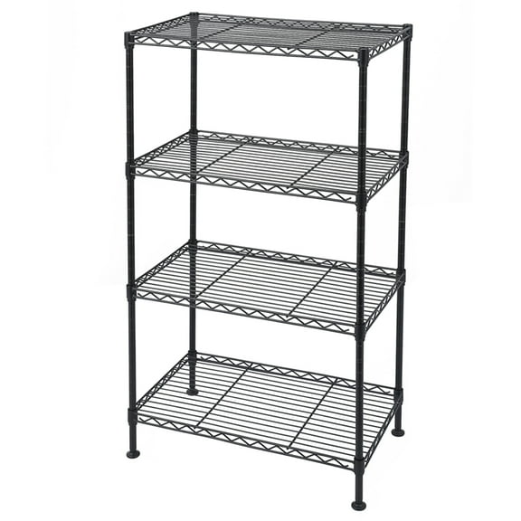 Xilee  4-Tier Wire Storage Shelves Metal Storage Rack Adjustable Shelves,Standing Storage Shelf Units for Laundry Bathroom Kitchen Pantry Closet,Black