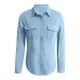 thumbnail image 4 of Camisa vaquera informal de manga larga con cuello para mujer: abotonada, poliéster-spandex, corte holgado para el día a día, el trabajo o el colegio., 4 of 5