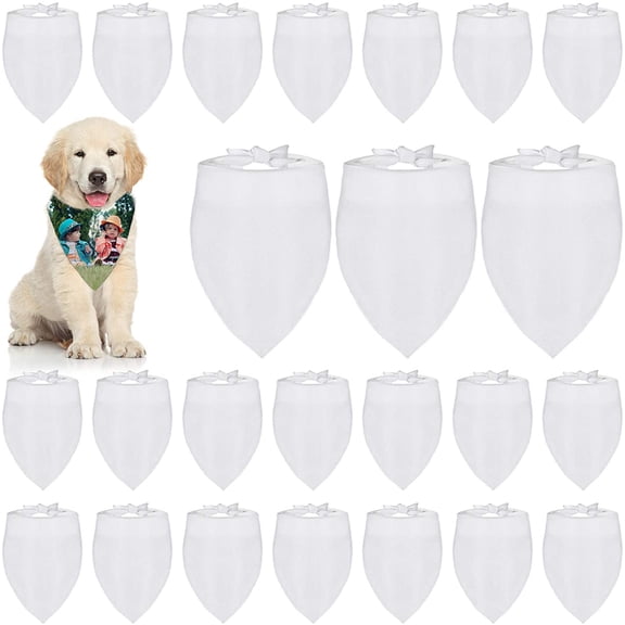 Lsupdaol 12 Pcs Sublimation Blank Dog Bandanas Solid White DIY Pet Bandanas Triangle Scarf Polyester Pet Heat Transfer Handkerchief Bib for Dogs Puppy Cats
