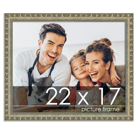 22x17 Silver Wood Picture Frame - UV Acrylic, Foam Board Backing, Hanging Hardware