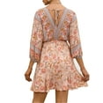 thumbnail image 3 of Enwejyy Women Summer Vocation Bohemia 3/4 Sleeve V-Neck Ethnic Print Short Dress, 3 of 3
