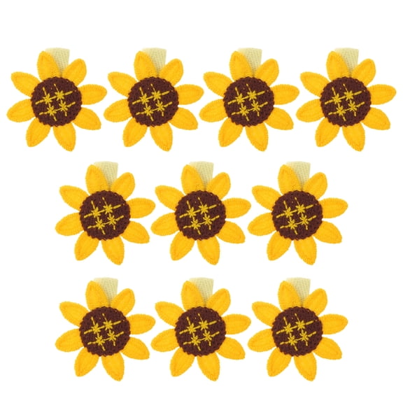 LOLIPPYY 10Pcs Yellow Sunflower Clip Creative Crochet Flower Hair Accessories for Beach Parties and Daily Wear