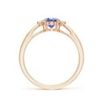 thumbnail image 2 of ANGARA Natural Tapered Shank Tanzanite Solitaire Ring with Diamond Accents in 14K Rose Gold for Women (Size-7x5mm) | December Birthstone, Anniversary, Jewelry Gift for Women | Natural Tanzanite Ring, 2 of 9