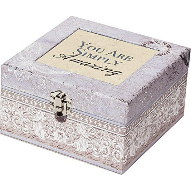 You Are Simply Amazing Square Periwinkle Belle Papier Jewelry Music Box