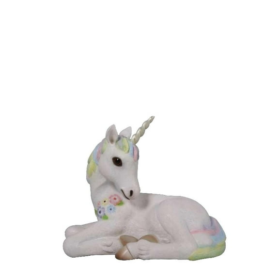 Baby Rainbow Unicorn Resting Life Size Statue