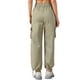 thumbnail image 3 of Pantalones cargo largos casuales de cintura alta con bolsillos para mujeres Y2K de Inspire Chic en gris caqui, 3 of 6