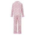 thumbnail image 3 of AIGUR Mommy and Me Matching Pajamas Bow Print Feather Long Sleeve Lapel Tops and Pants Set Family Sleepwear, 3 of 10