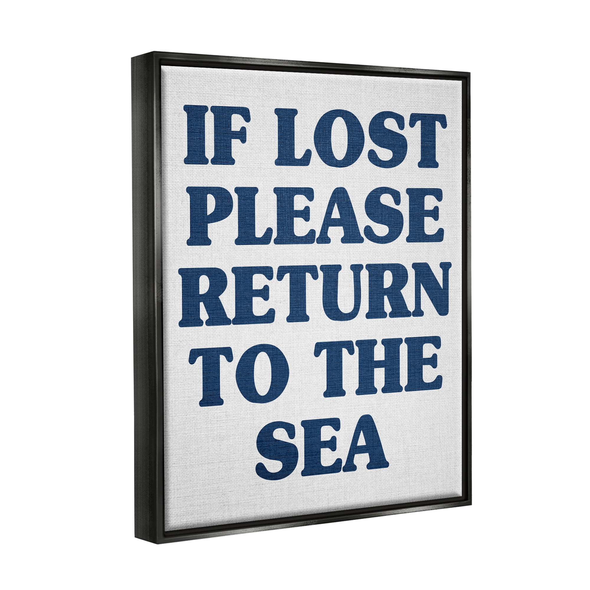 Stupell Industries Return to Sea Phrase Nature Painting Black Floater Framed Canvas Art Print Wall Art, 25 x 31