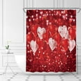 thumbnail image 2 of Valentine''s Day Shower Curtain Red Heart Sweet Love Romance Falling Balloons Valentines Wedding Home Decor Fabric Bathroom Curtain Set with Hooks(70" WX70 H), 2 of 3